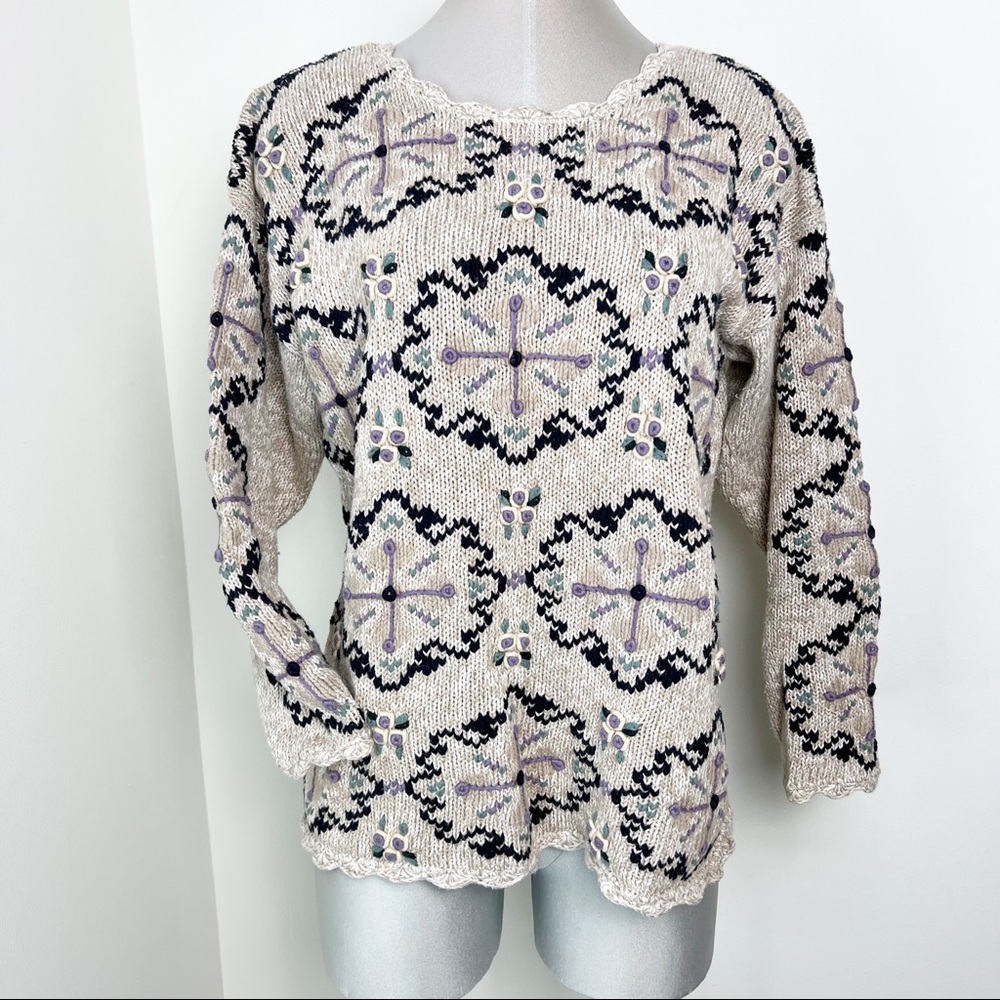 Vintage Paul Harris Design PHD Knitted by Hand Ramie blend Sweater Size Small